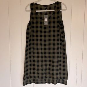 NWT Eileen Fisher S 100% silk buffalo check tunic dress
